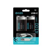 Аккумулятор литиевый «крона» 9В Li-Ion 4100мВт.ч 455мА.ч зарядка от Type-C шнур в комплекте BL-2 (уп.2шт) ФАZА 5061699