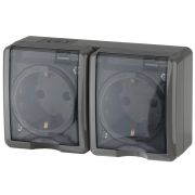 Розетка 2-м ОП Эра Эксперт 11-2404-03 16А IP54 16AX 250В 2х2P+E защ. шторки сер. Эра Б0020719